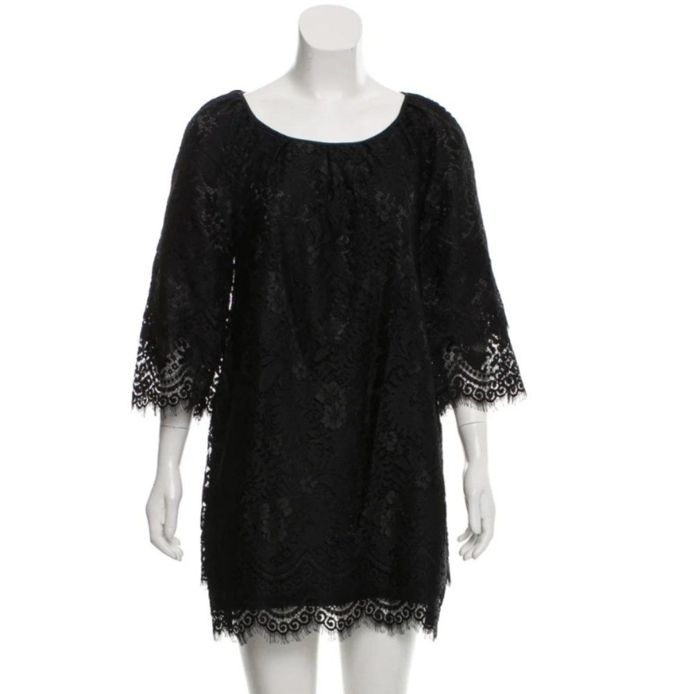 Anthropologie Leifsdottir black mini lace party cocktail dress Whimsy Goth